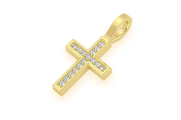 0.05CTW Angled Cross Diamond Pendant
