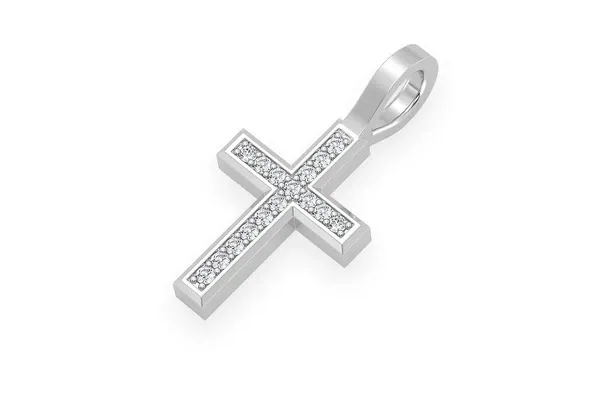 0.05CTW Angled Cross Diamond Pendant