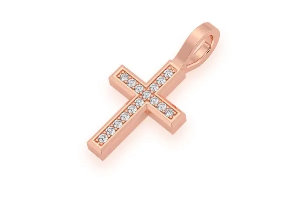 0.05CTW Angled Cross Diamond Pendant