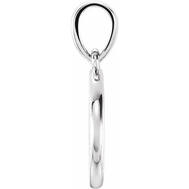 14K Gold Diamond Engravable Round Pendant