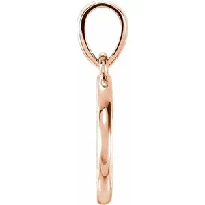 14K Gold Diamond Engravable Round Pendant
