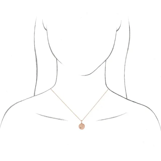 14K Gold Diamond Engravable Round Pendant