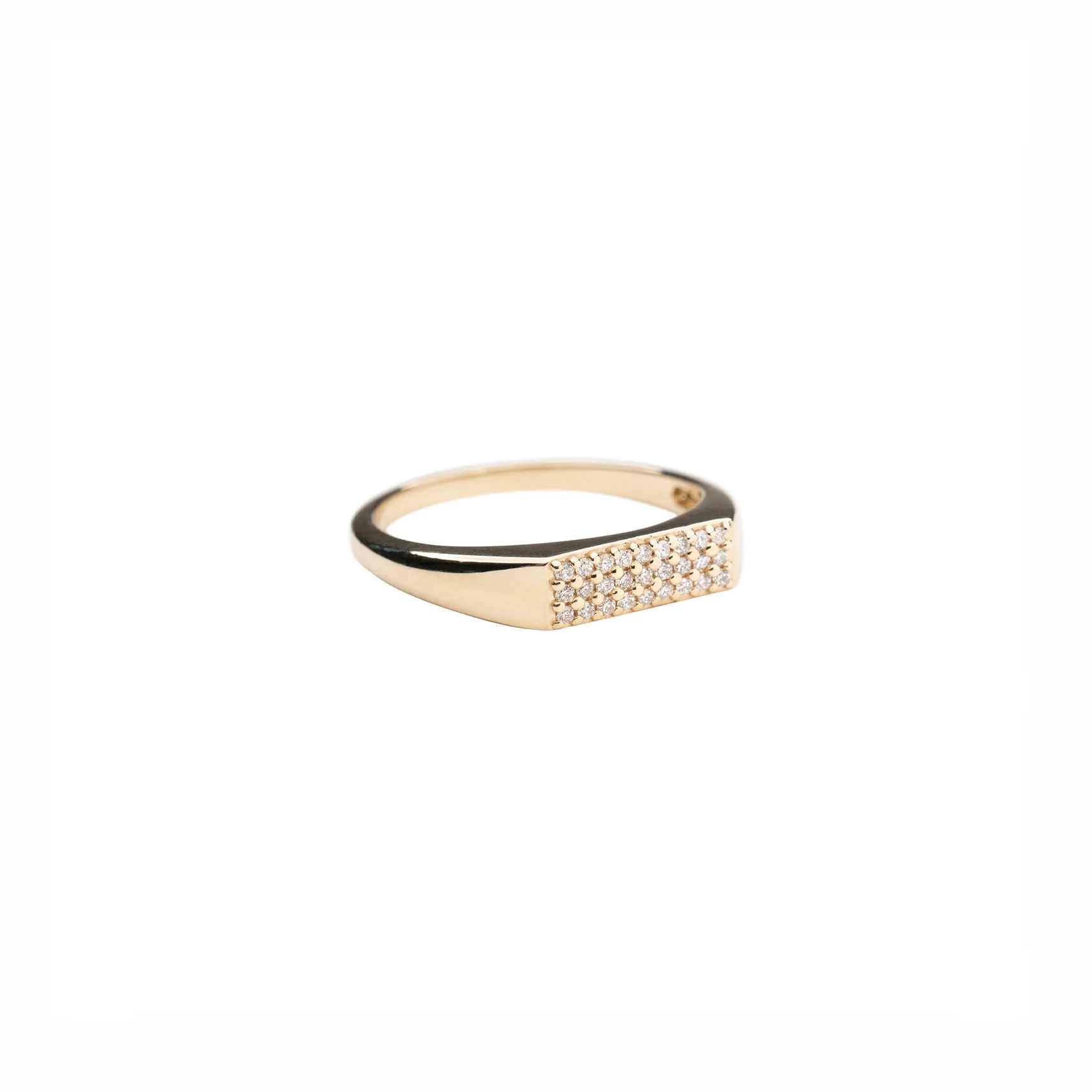 14k Rectangle Diamond Signet Ring