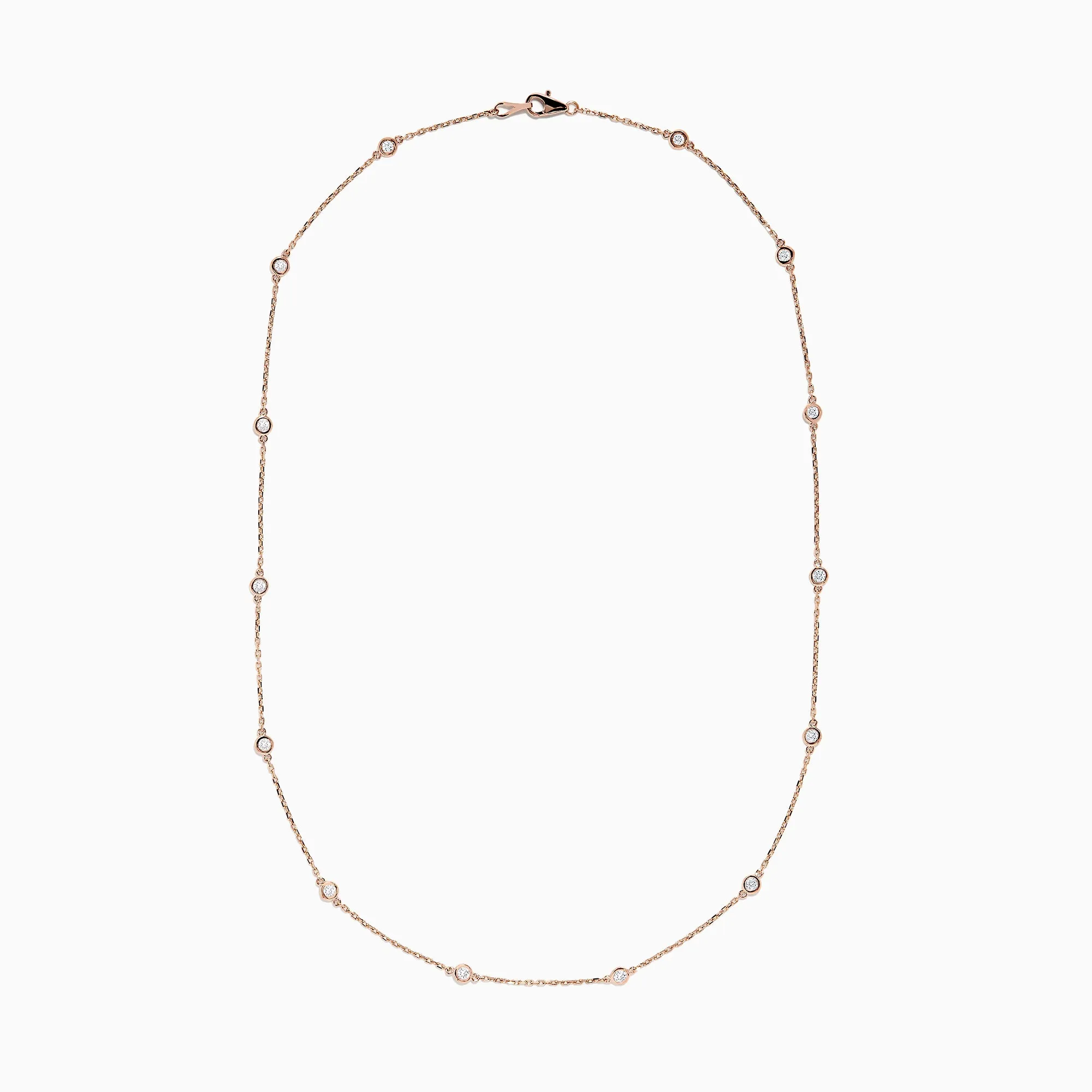14K Rose Gold 18" Diamond Station Necklace, 0.75 TCW