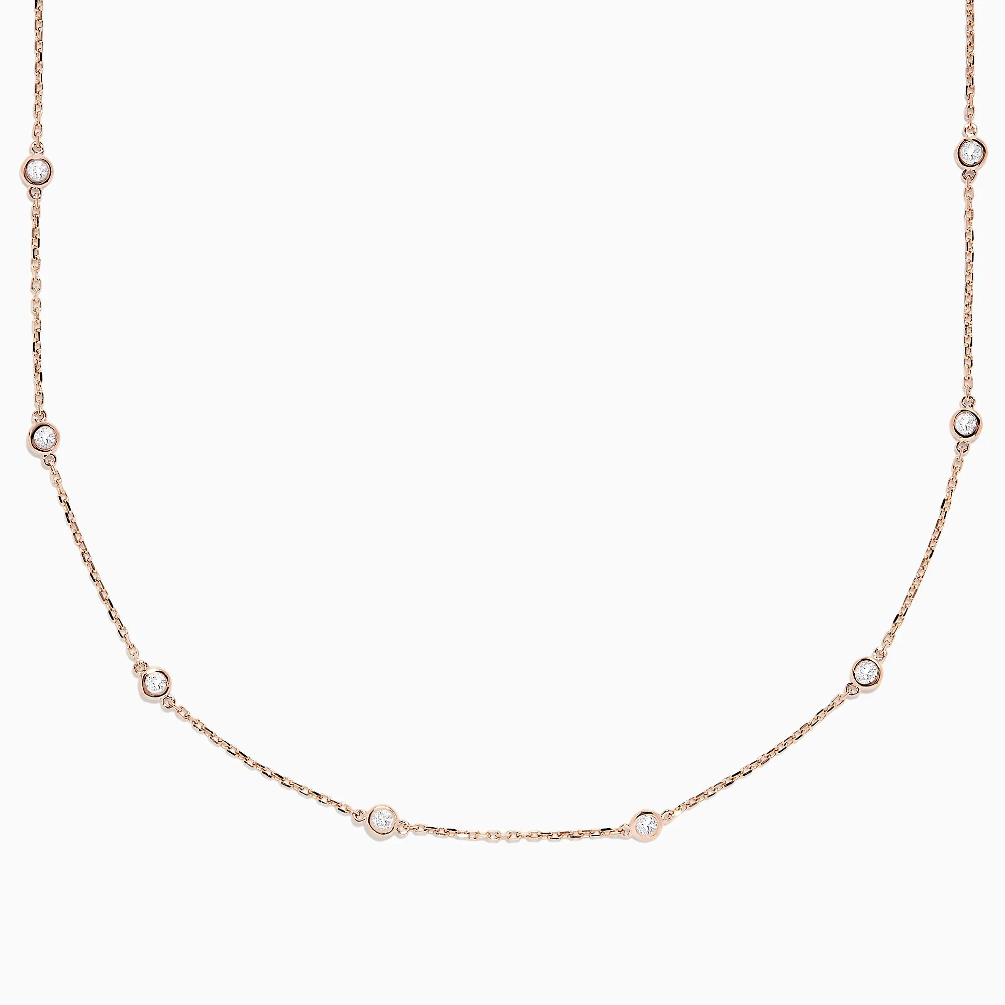 14K Rose Gold 18" Diamond Station Necklace, 0.75 TCW