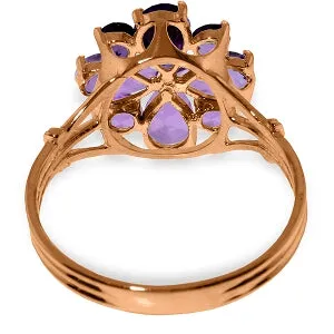 14K Solid Rose Gold Ring w/ Natural Purple Amethysts