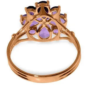 14K Solid Rose Gold Ring w/ Natural Purple Amethysts