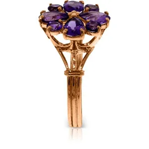 14K Solid Rose Gold Ring w/ Natural Purple Amethysts
