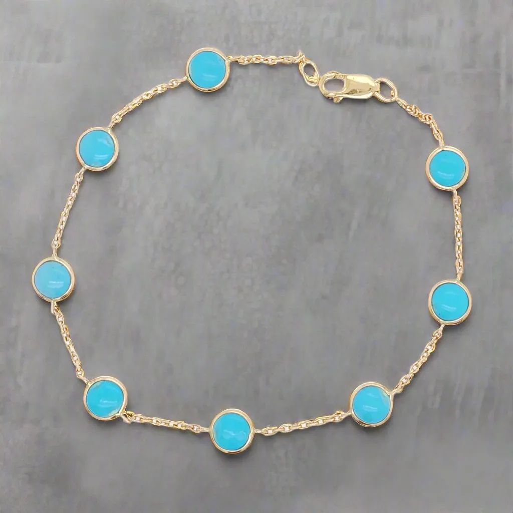 14K Turquoise Station Bracelet