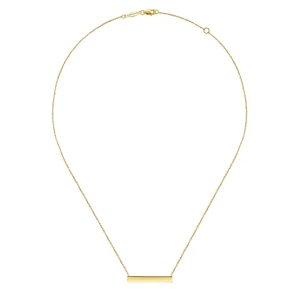 14K Yellow Gold Smooth Bar ID Necklace