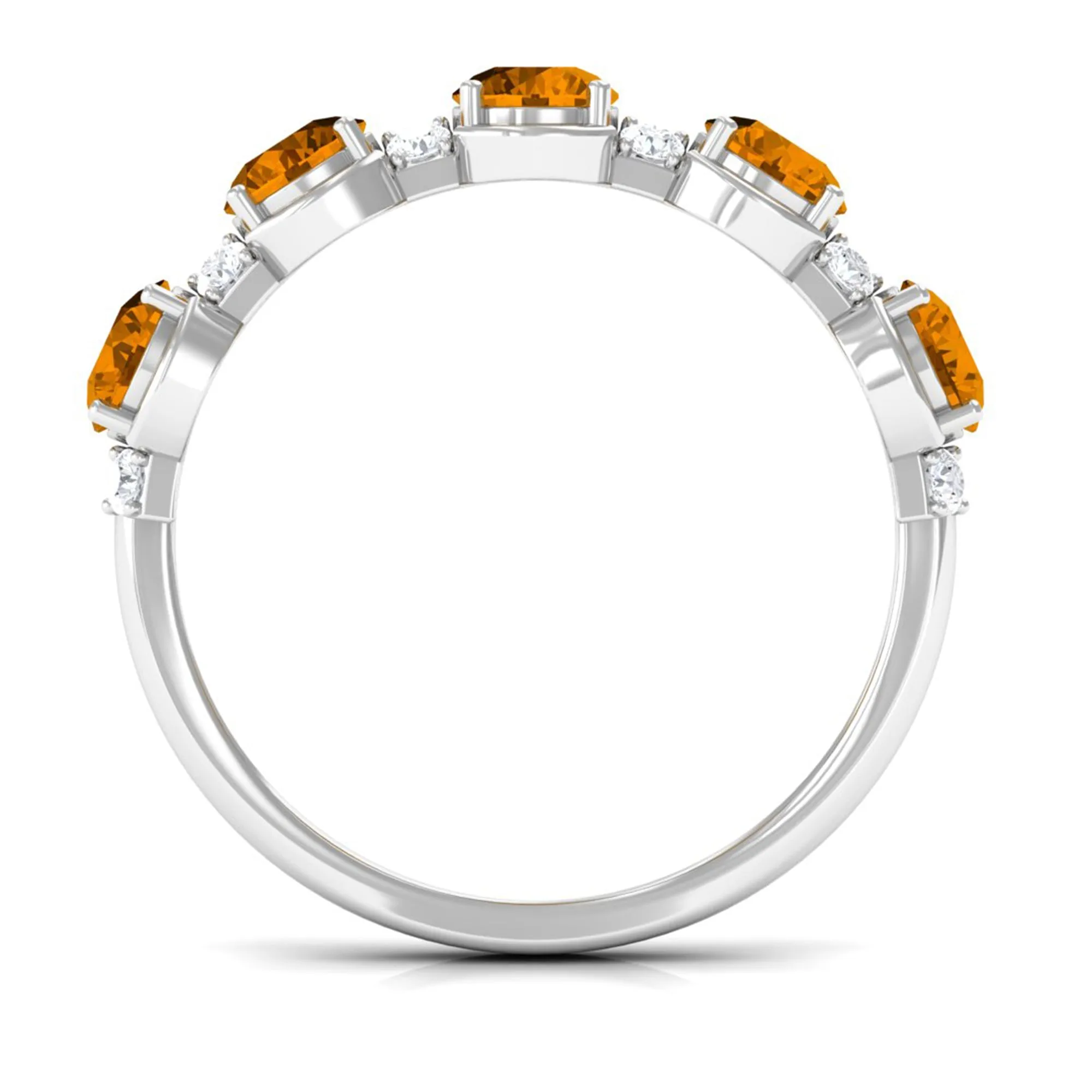 1.50 CT Elegant Citrine Half Eternity Ring with Diamond Stones