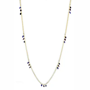 3W1538 - Gold Brass Necklace with Semi-Precious Amethyst Crystal in Amethyst