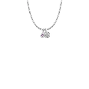 7/16 Inch Sterling Silver Tears of Joy February Birthstone Necklace with Guardian Angel Charm