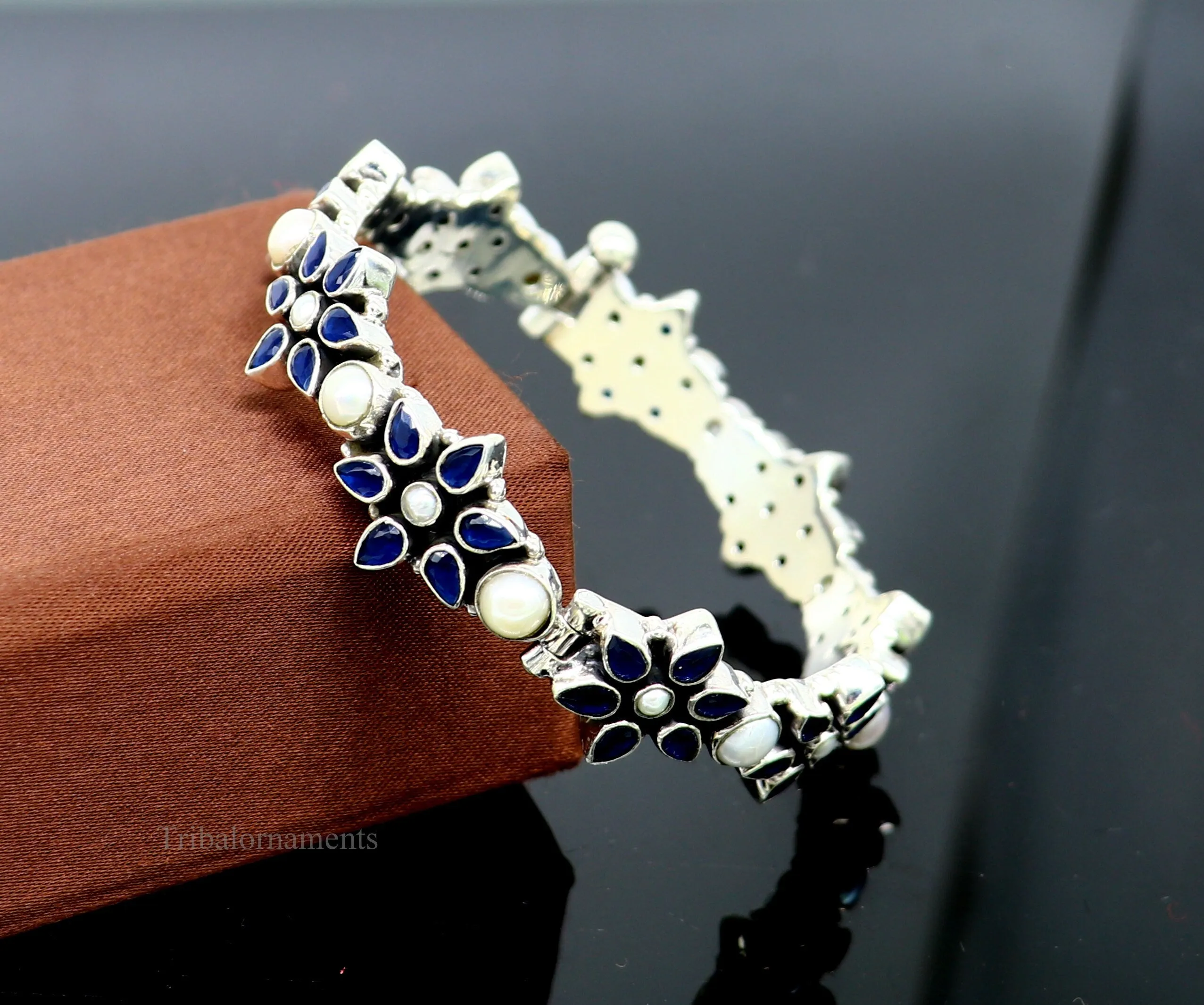925 sterling silver customized design wedding anniversary gifting cut stone bangle bracelet gorgeous vintage tribal jewelry nba164