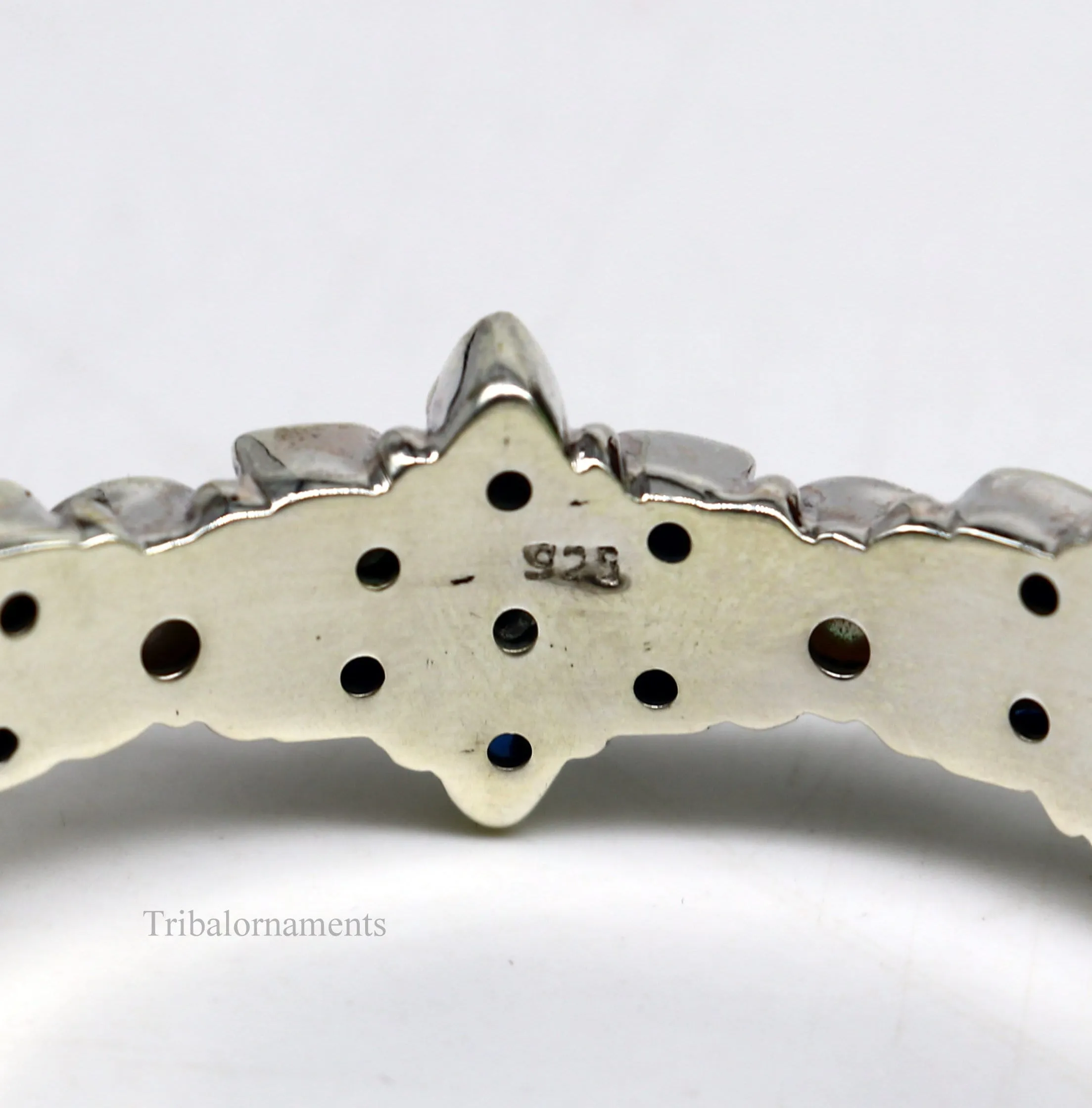 925 sterling silver customized design wedding anniversary gifting cut stone bangle bracelet gorgeous vintage tribal jewelry nba164