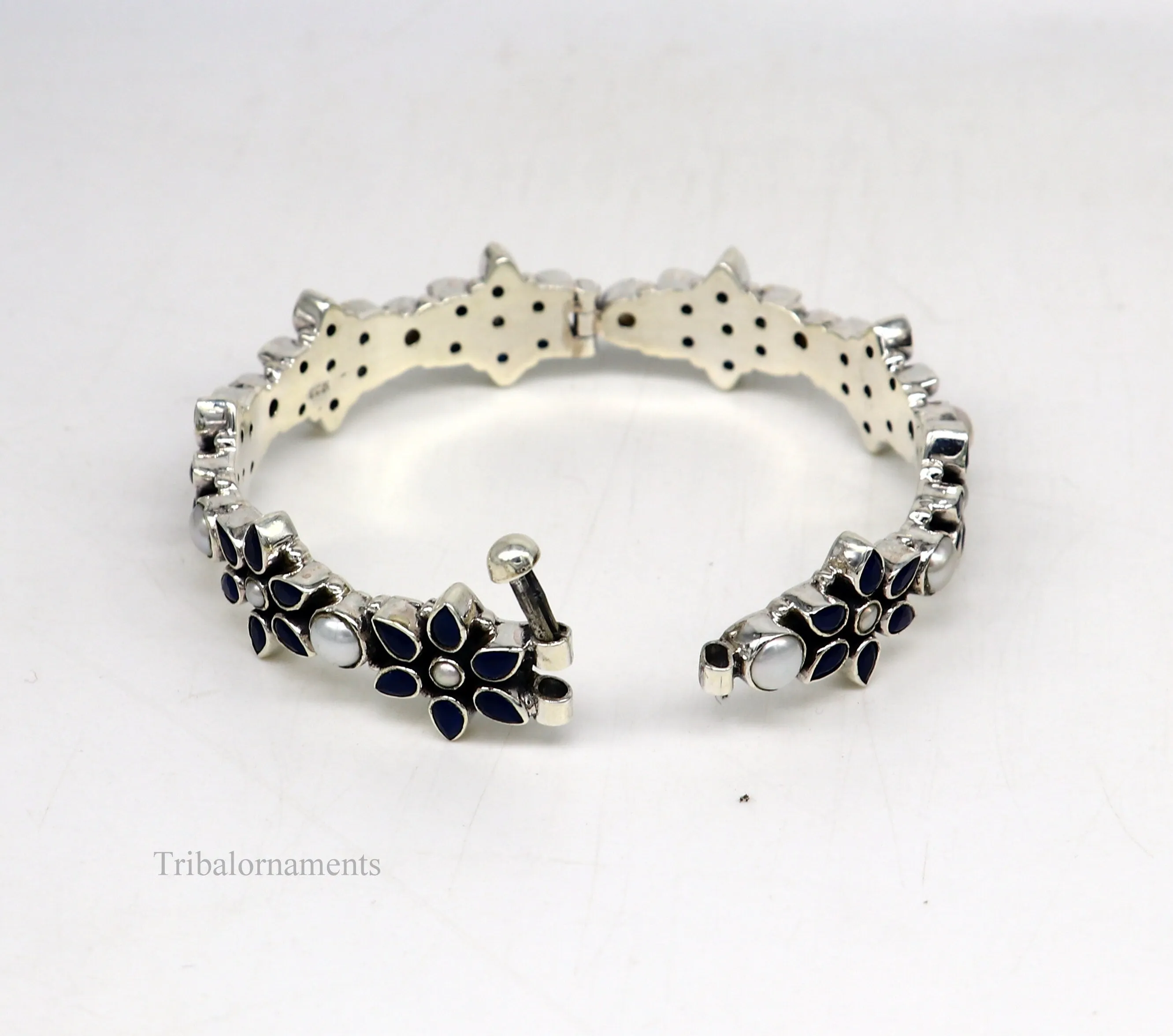 925 sterling silver customized design wedding anniversary gifting cut stone bangle bracelet gorgeous vintage tribal jewelry nba164
