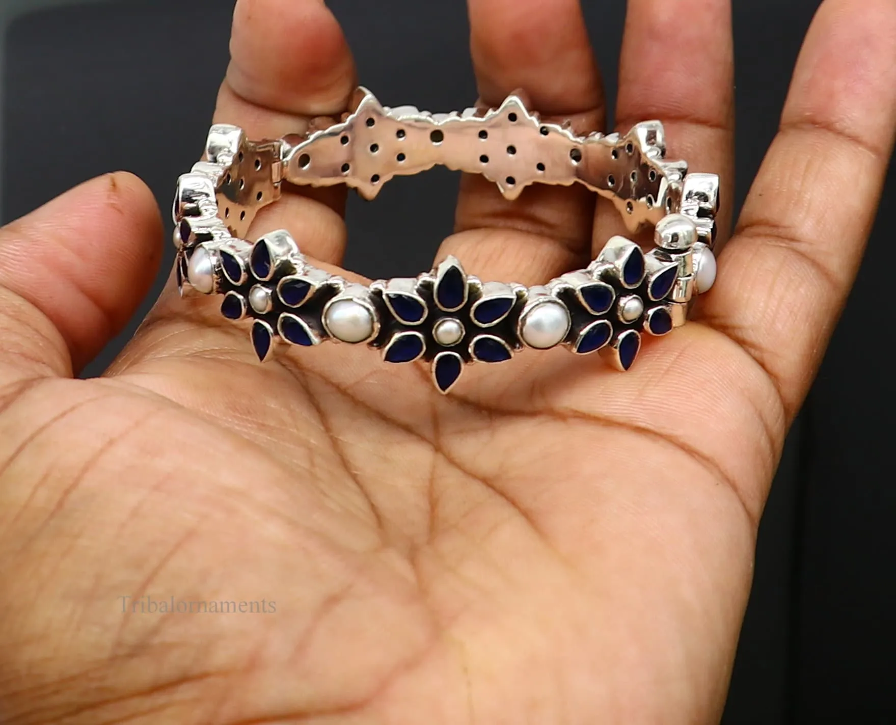 925 sterling silver customized design wedding anniversary gifting cut stone bangle bracelet gorgeous vintage tribal jewelry nba164