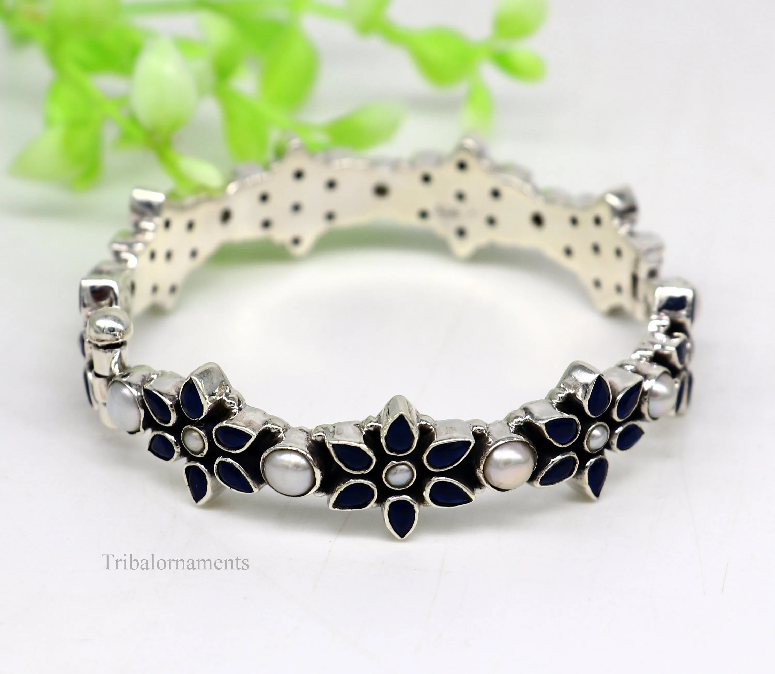 925 sterling silver customized design wedding anniversary gifting cut stone bangle bracelet gorgeous vintage tribal jewelry nba164