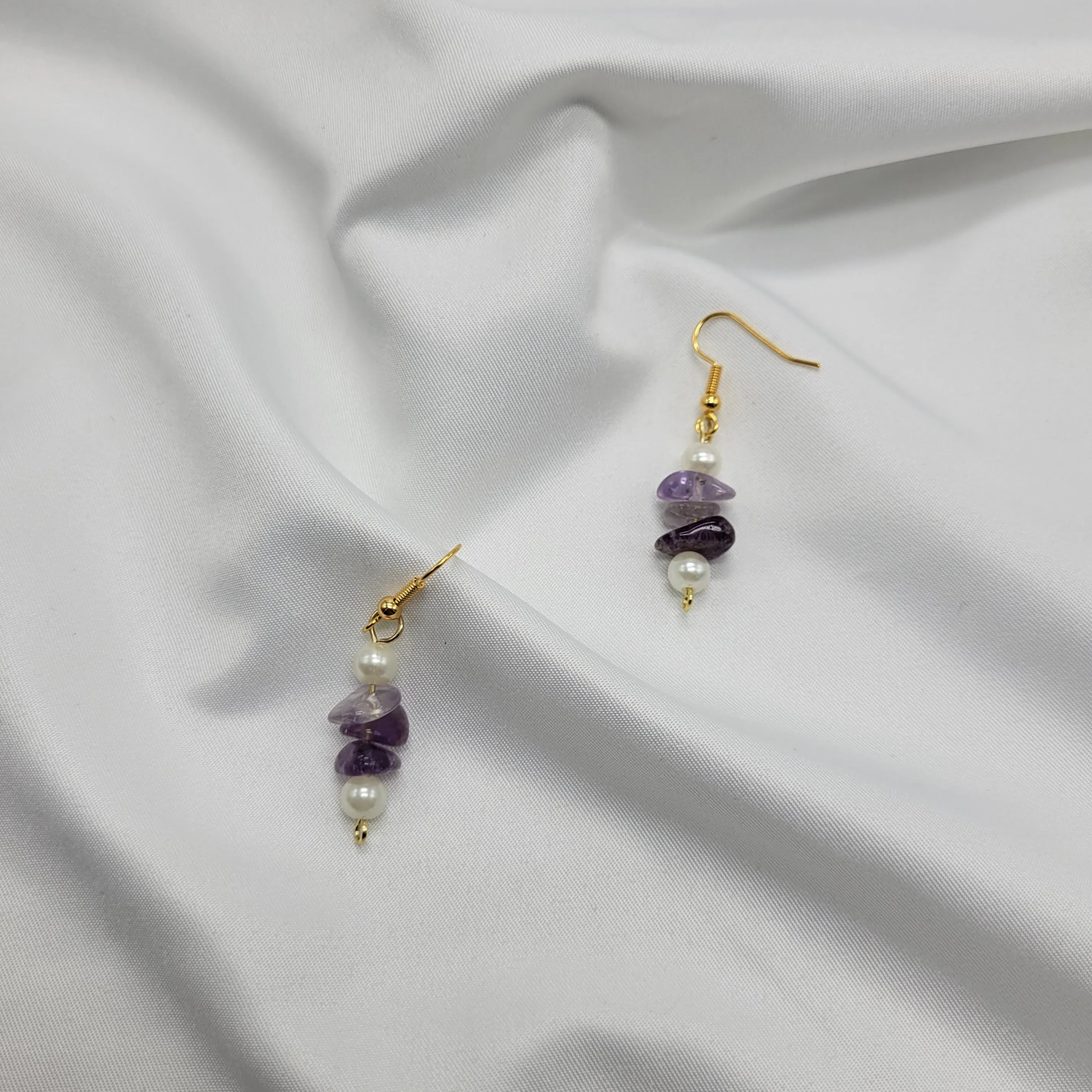 Amethyst and Pearl Earrings(Clip and Pierced)