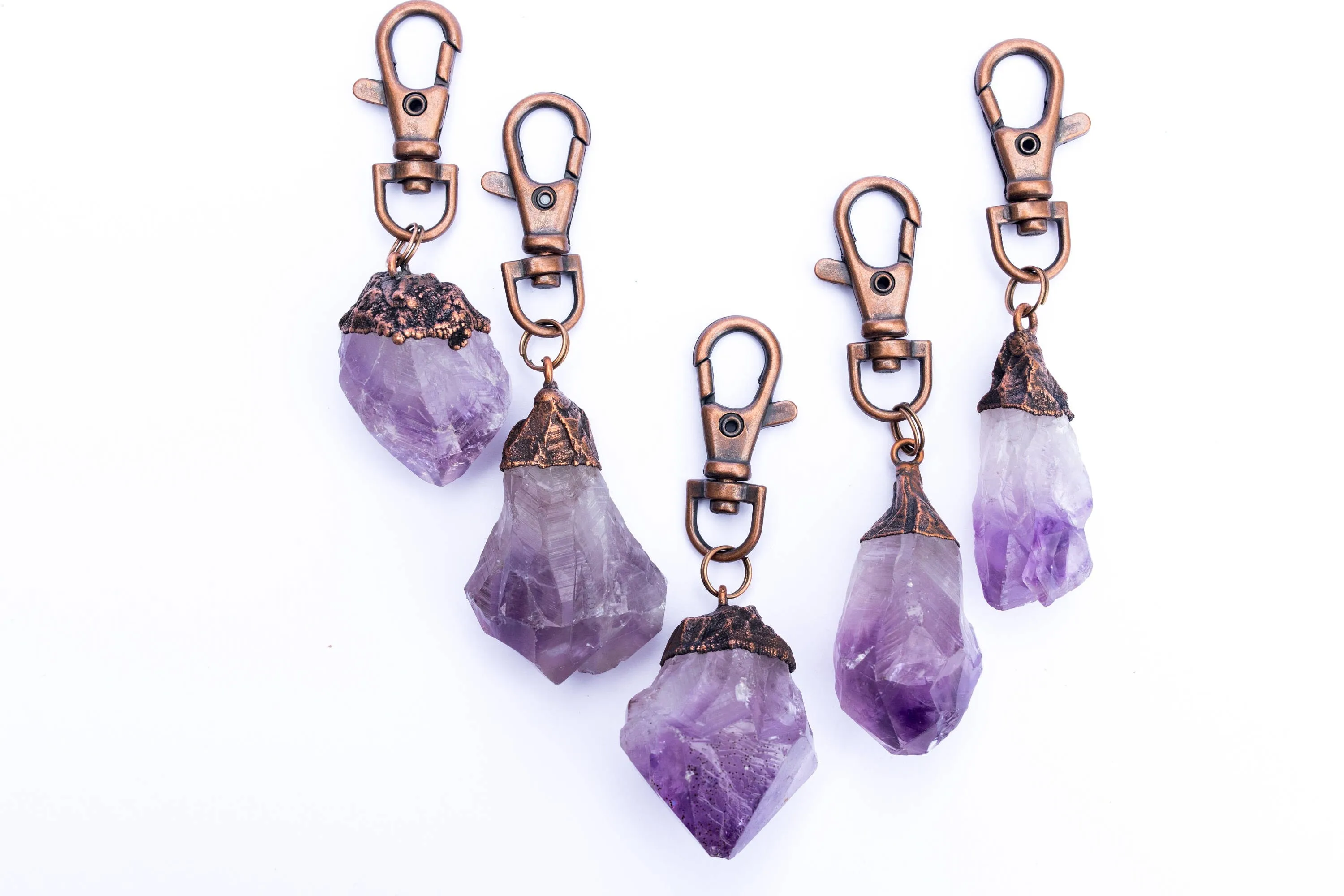 Amethyst keychain | Rough crystal keychain