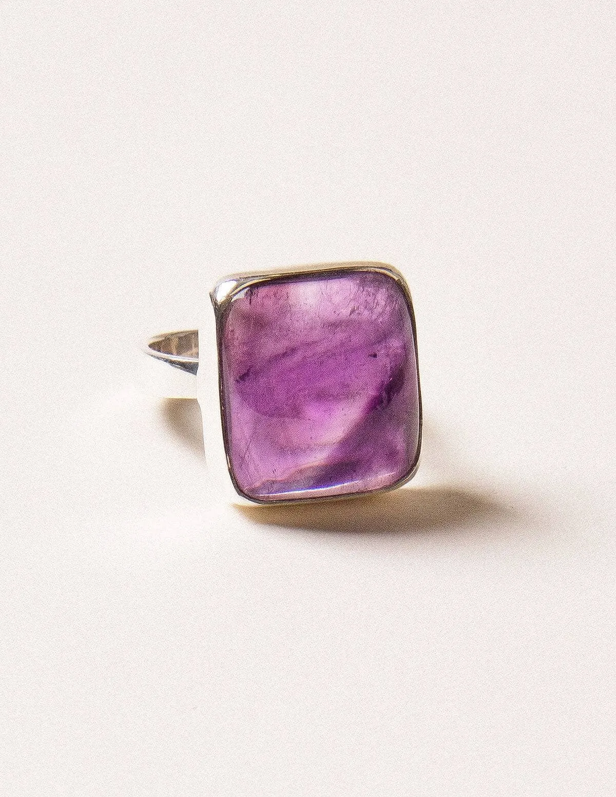 Amethyst Square Silver Gemstone Ring