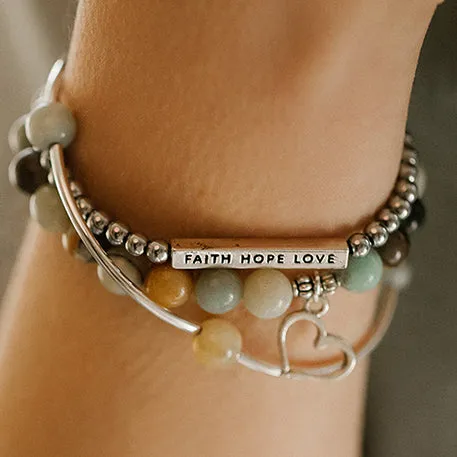 Angel Wing | Stone Beaded Charm Bracelet | Amethyst