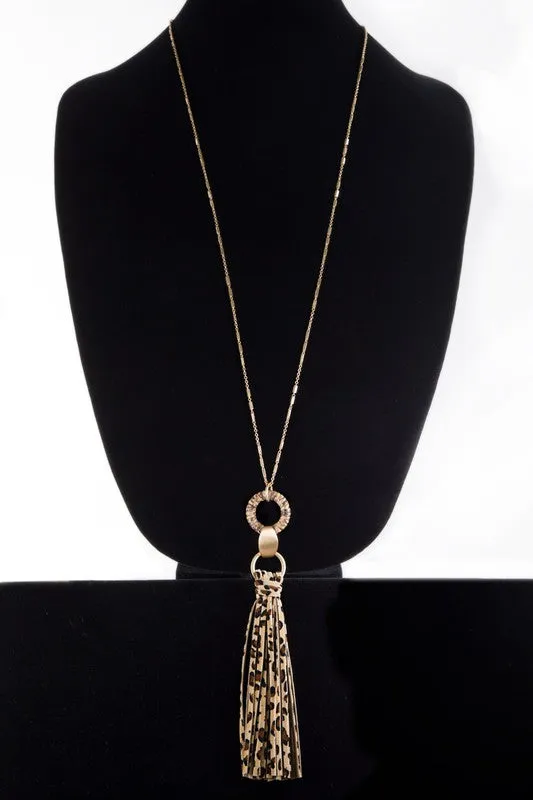 Animal Print Tassel Necklace