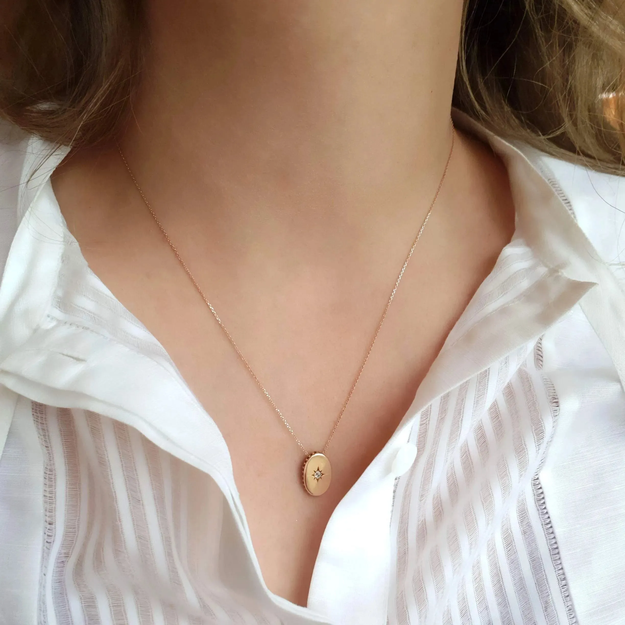 Antique Victorian Diamond Star Set 9ct Gold Necklace