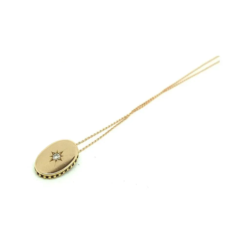 Antique Victorian Diamond Star Set 9ct Gold Necklace
