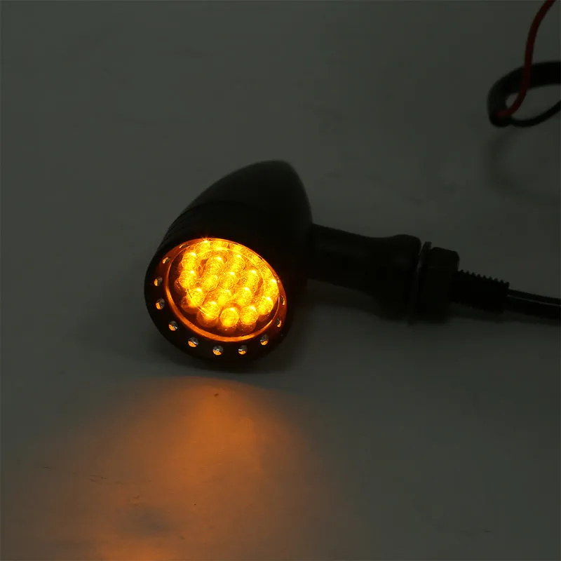 Attitude Inc Retro Bullet Universal Turn Signal Indicator Lights LED, Black, For Harley Models, Set