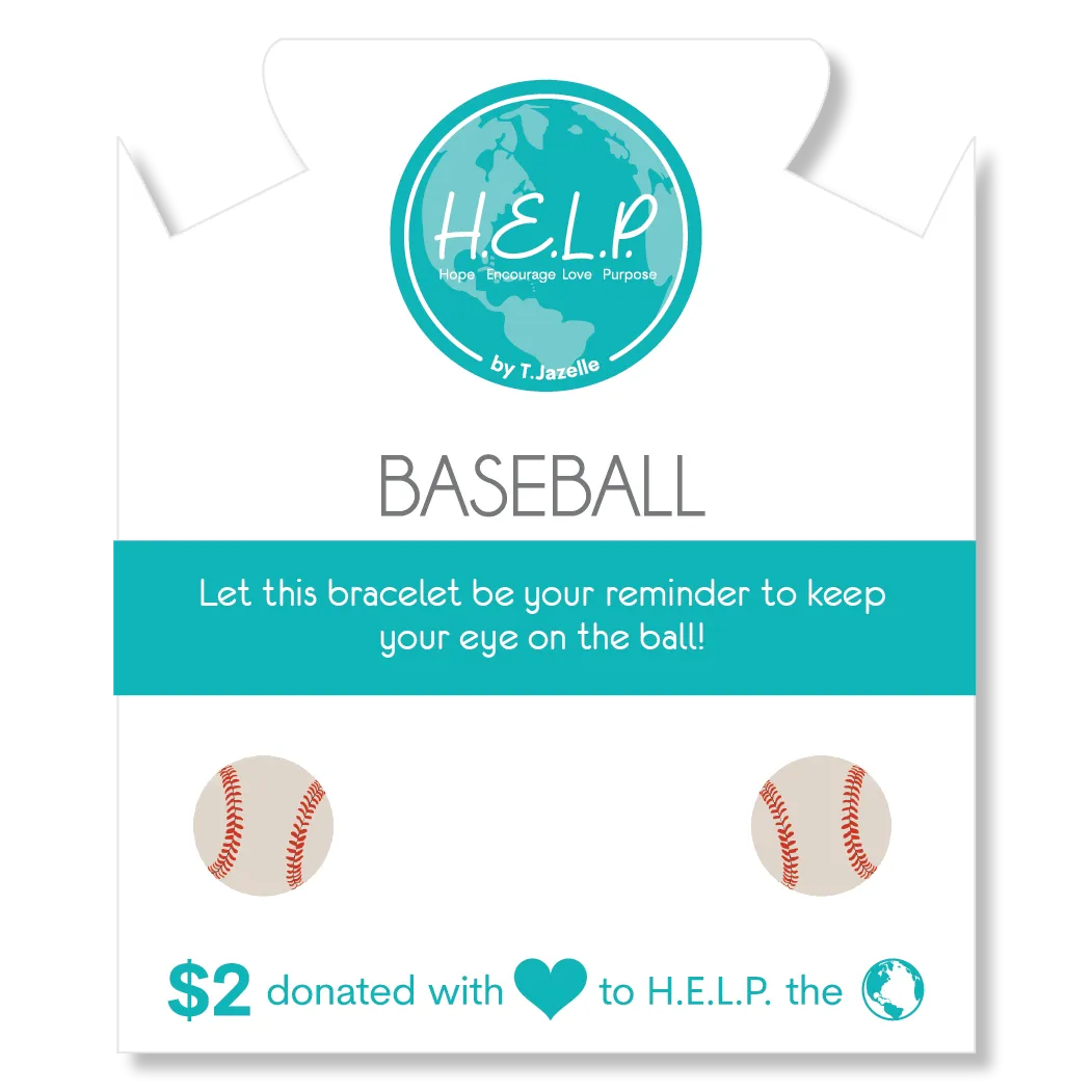Baseball Charm with Blue and White Jade Charity Bracelet