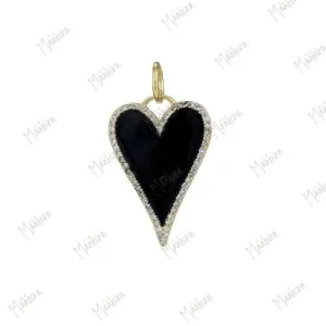 Black Enamel Heart Pendant
