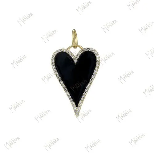Black Enamel Heart Pendant