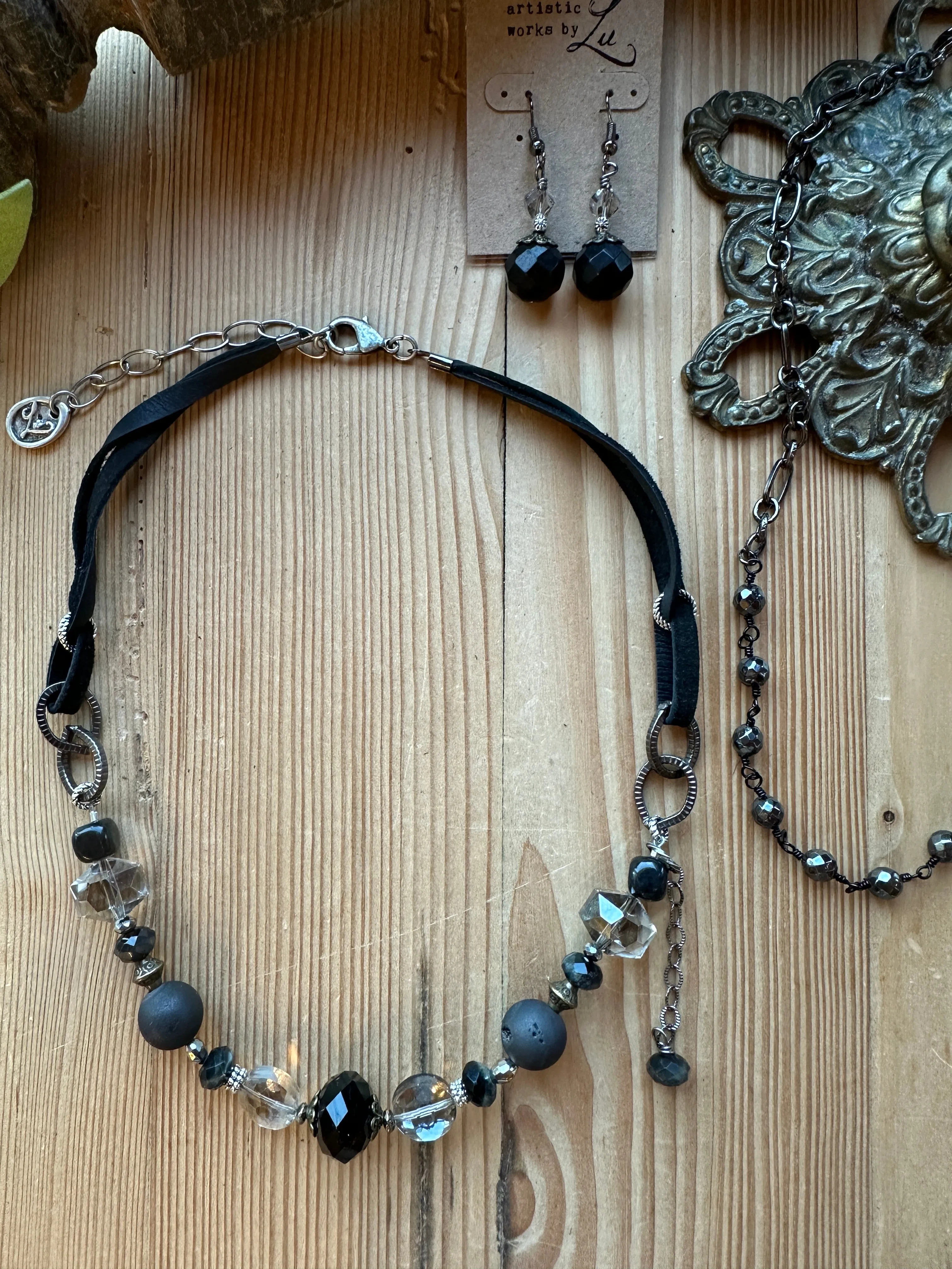 Black Ice Beaded Straight Necklace