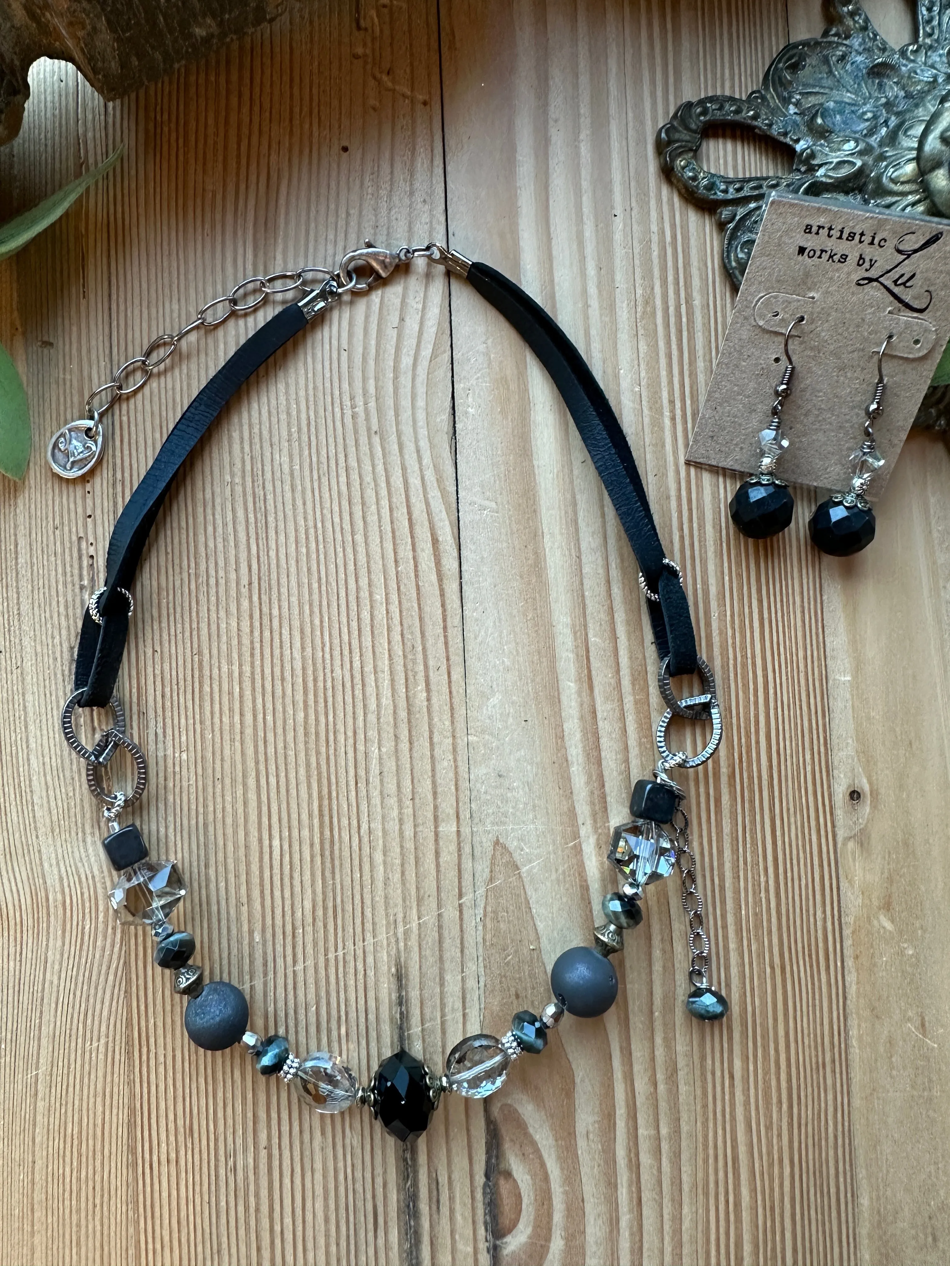 Black Ice Beaded Straight Necklace