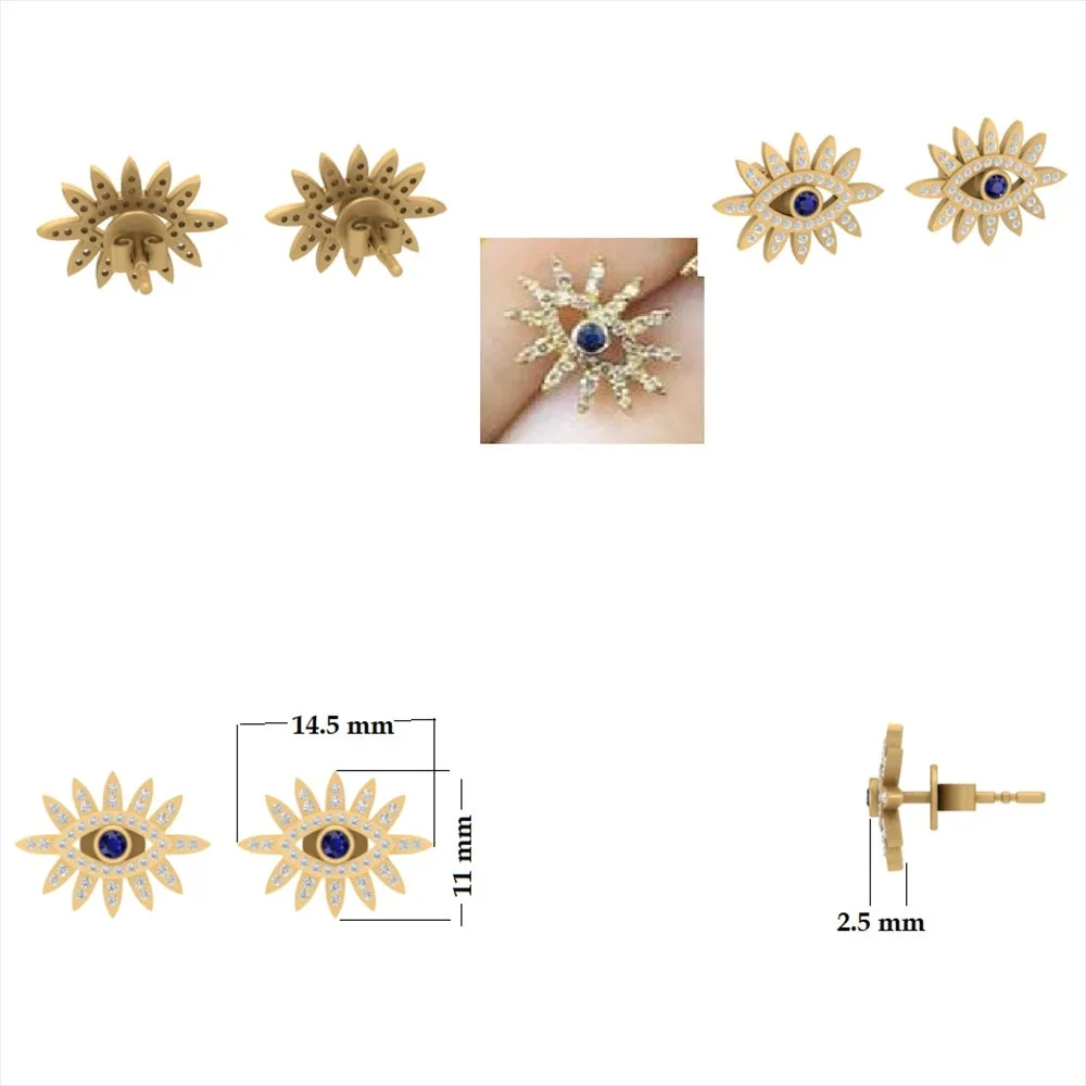 Blue Sapphire Eye Studs