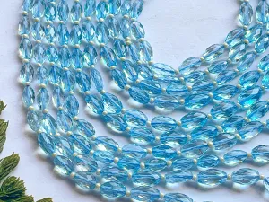 BLUE TOPAZ Barrel Shape Faceted Beads