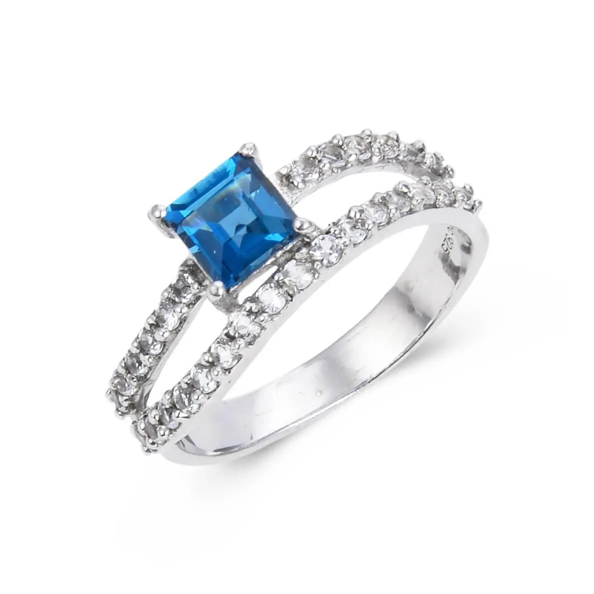 Blue Topaz Dual Band Fashion Ring