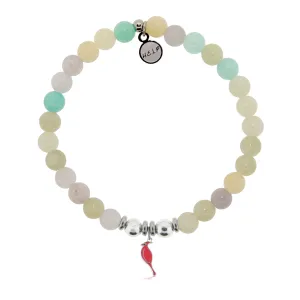Cardinal Enamel Charm with Green Yellow Jade Charity Bracelet