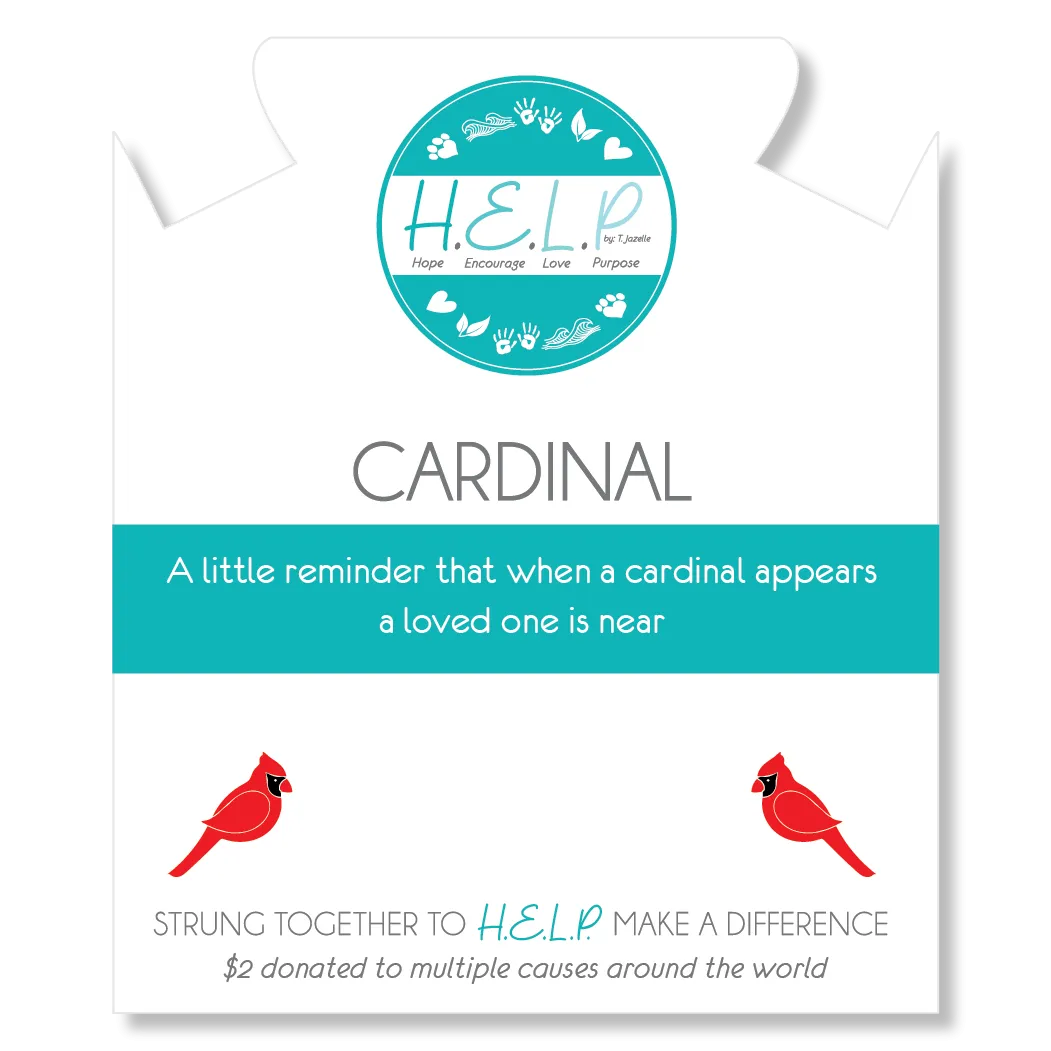 Cardinal Enamel Charm with Green Yellow Jade Charity Bracelet