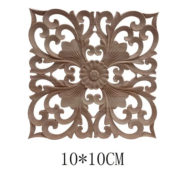 Carved Unpainted Ornamental Natural Wood Applique Wood Mouldings Onlay Wood Decal Long Rose Wooden Cabinet Furniture Corner NEW