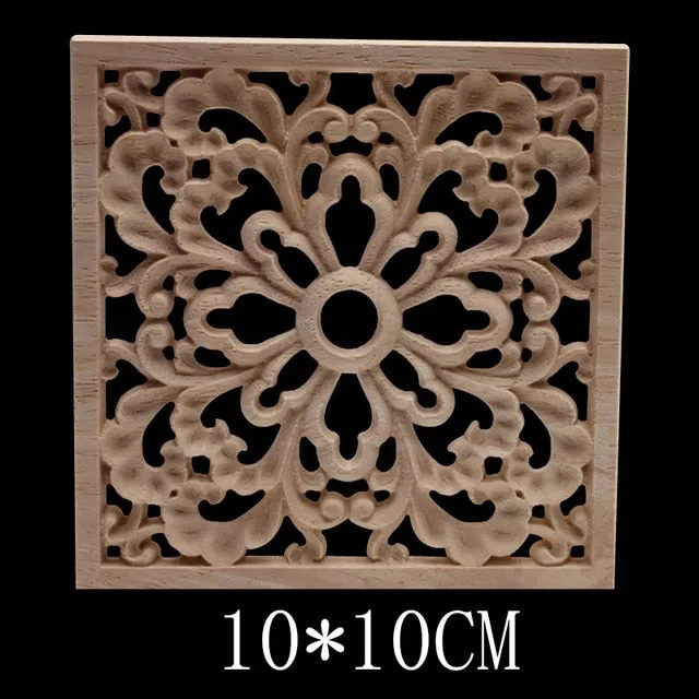Carved Unpainted Ornamental Natural Wood Applique Wood Mouldings Onlay Wood Decal Long Rose Wooden Cabinet Furniture Corner NEW