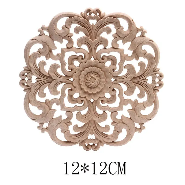 Carved Unpainted Ornamental Natural Wood Applique Wood Mouldings Onlay Wood Decal Long Rose Wooden Cabinet Furniture Corner NEW