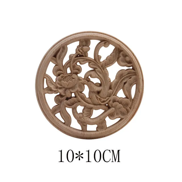 Carved Unpainted Ornamental Natural Wood Applique Wood Mouldings Onlay Wood Decal Long Rose Wooden Cabinet Furniture Corner NEW