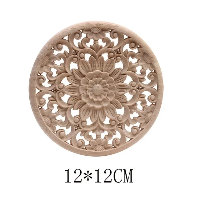 Carved Unpainted Ornamental Natural Wood Applique Wood Mouldings Onlay Wood Decal Long Rose Wooden Cabinet Furniture Corner NEW