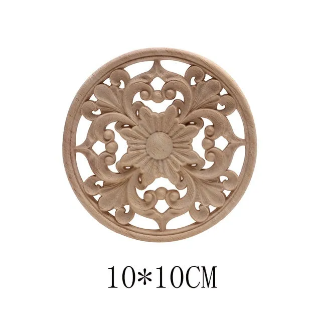 Carved Unpainted Ornamental Natural Wood Applique Wood Mouldings Onlay Wood Decal Long Rose Wooden Cabinet Furniture Corner NEW