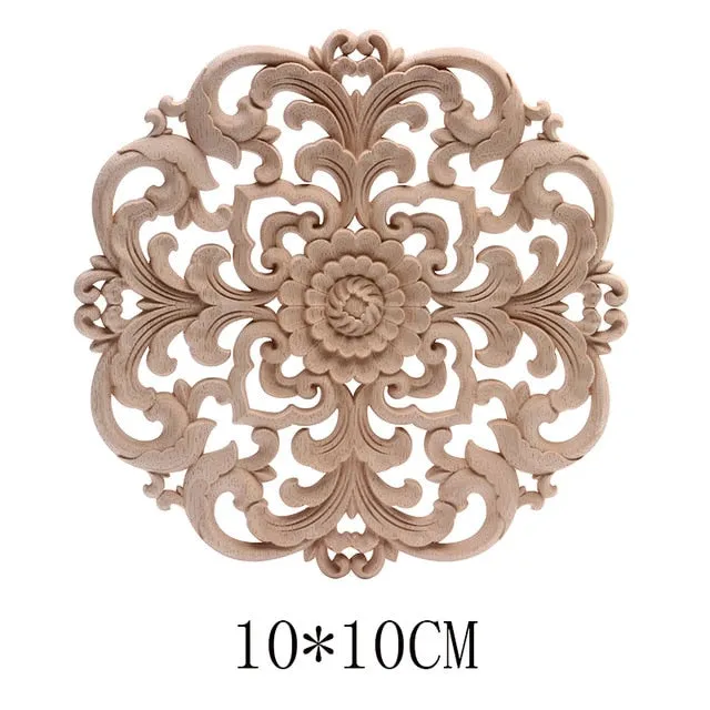 Carved Unpainted Ornamental Natural Wood Applique Wood Mouldings Onlay Wood Decal Long Rose Wooden Cabinet Furniture Corner NEW