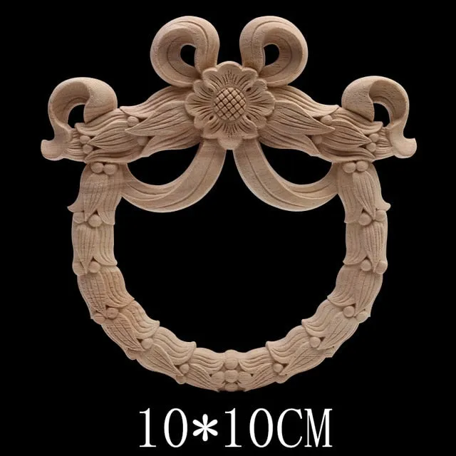 Carved Unpainted Ornamental Natural Wood Applique Wood Mouldings Onlay Wood Decal Long Rose Wooden Cabinet Furniture Corner NEW