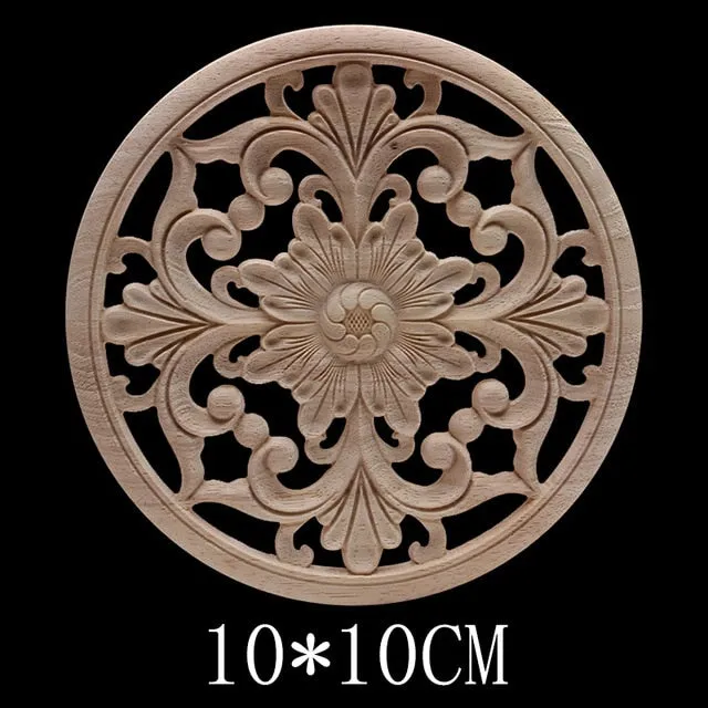 Carved Unpainted Ornamental Natural Wood Applique Wood Mouldings Onlay Wood Decal Long Rose Wooden Cabinet Furniture Corner NEW