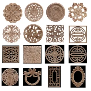 Carved Unpainted Ornamental Natural Wood Applique Wood Mouldings Onlay Wood Decal Long Rose Wooden Cabinet Furniture Corner NEW